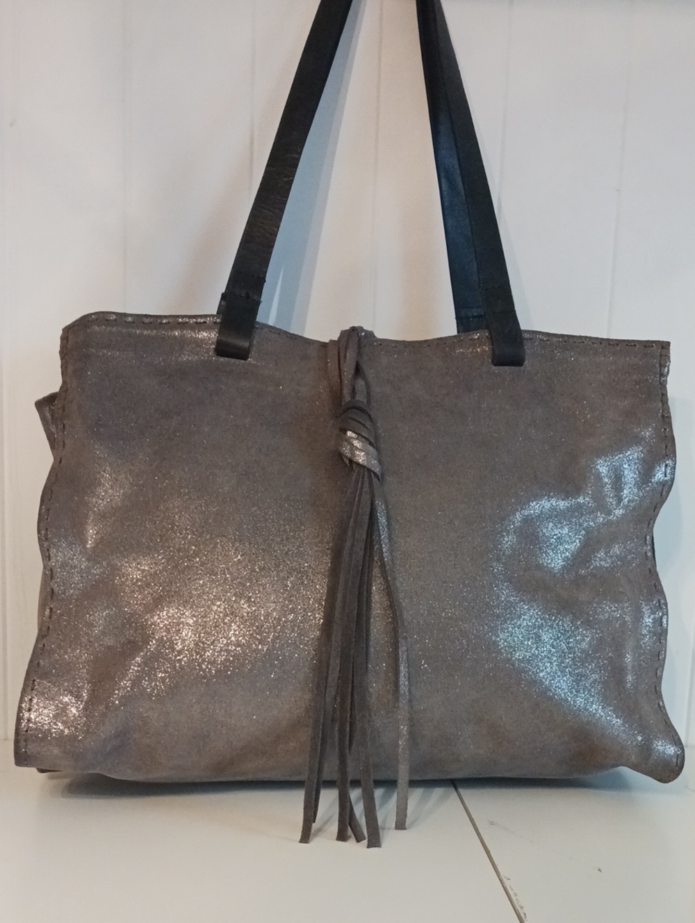 CARLA MANCINI MONTEREY BLK SILVER TOTE